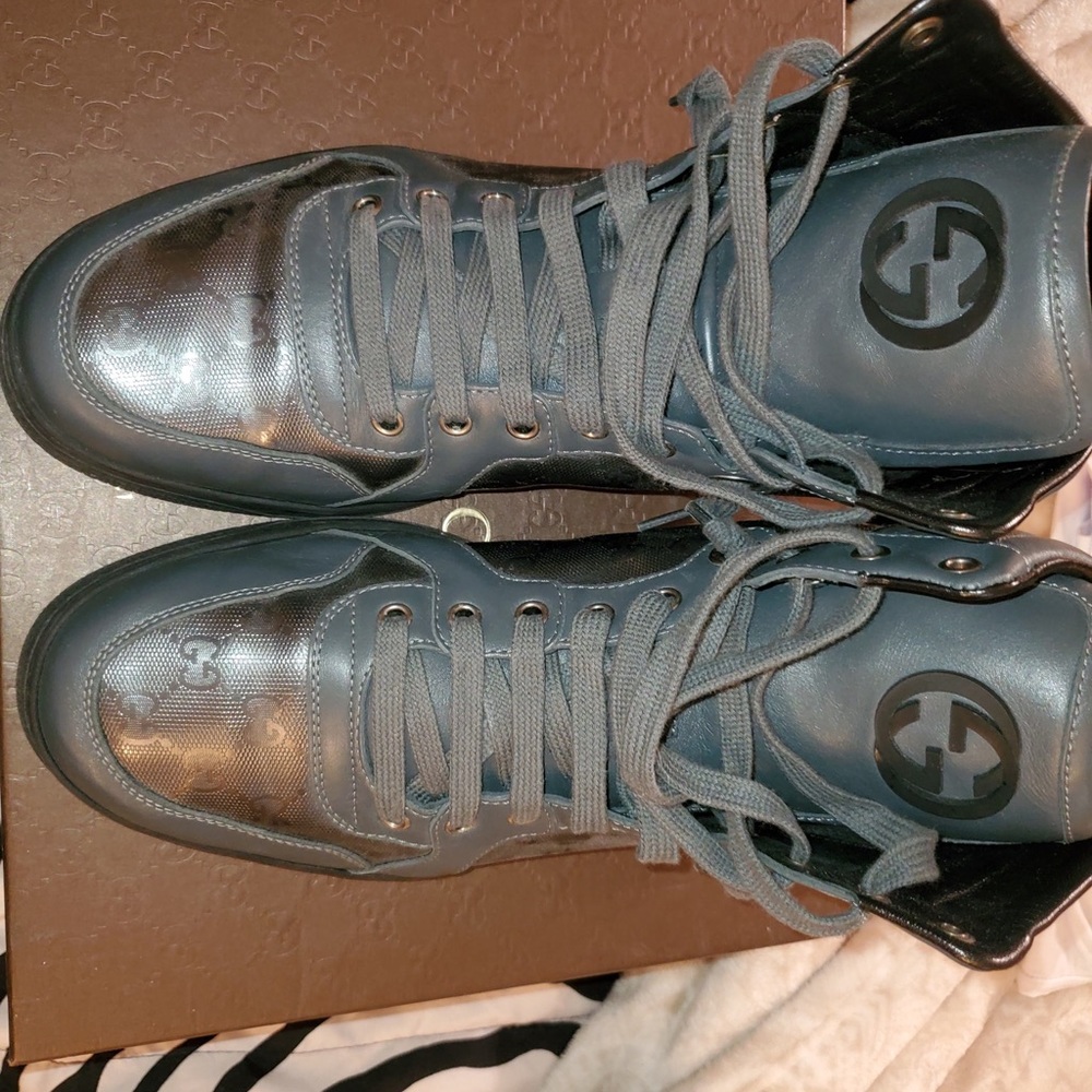 Gucci high top sneakers in platinum grey